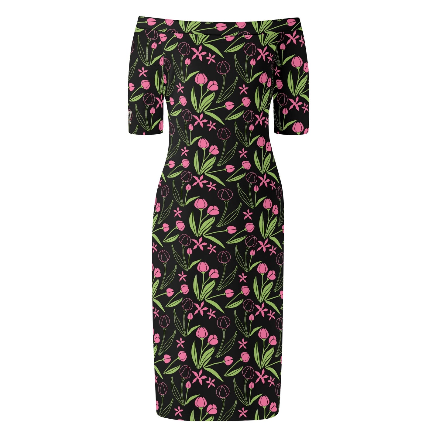 Vestido cruzado elegante DAZ Luxury de manga corta con hombros descubiertos para mujer