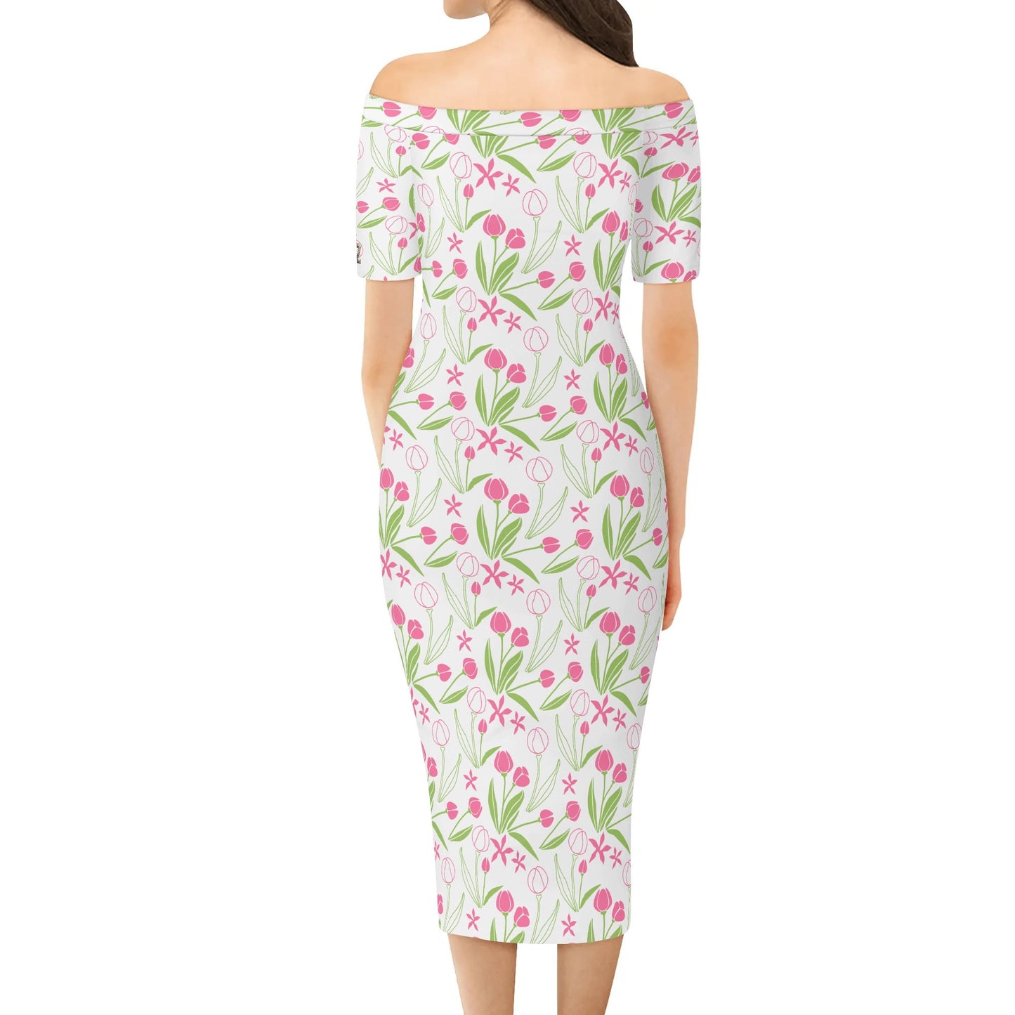 Vestido cruzado elegante DAZ Luxury de manga corta con hombros descubiertos para mujer