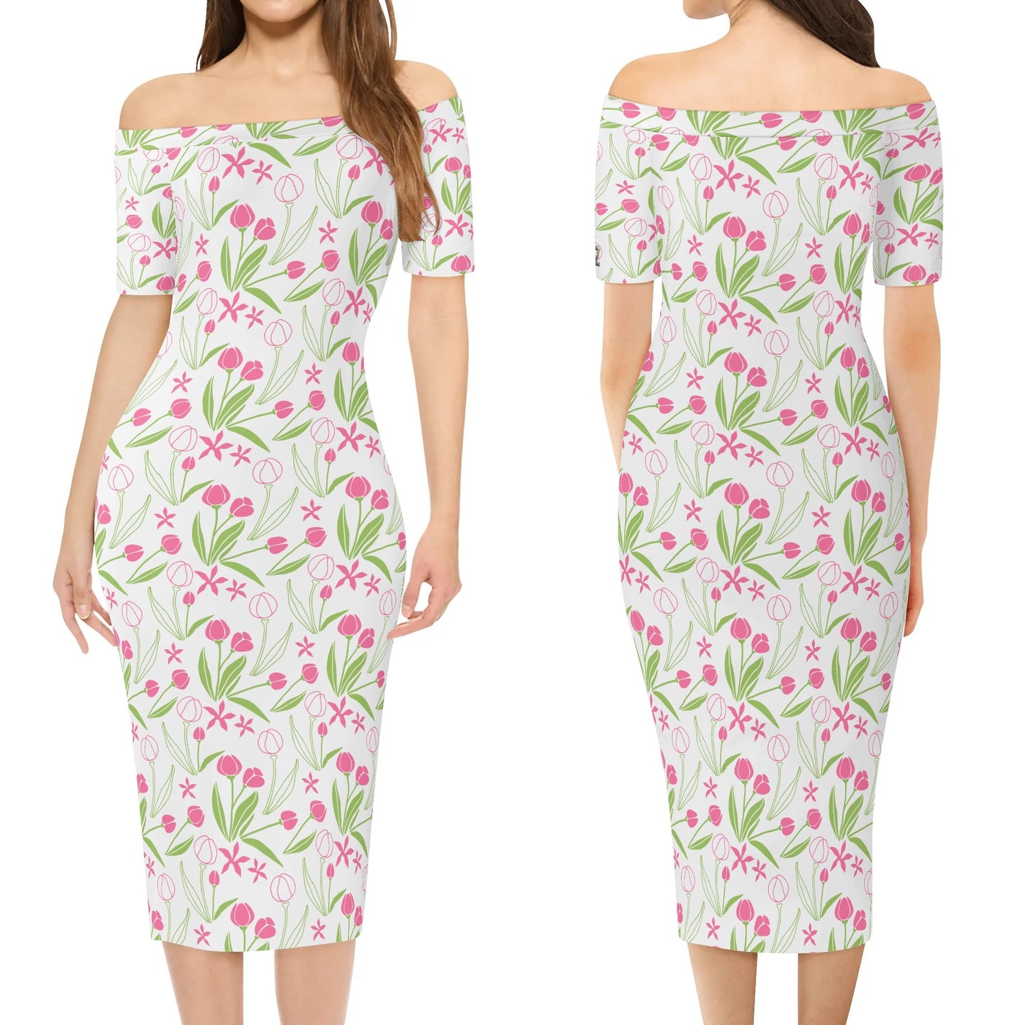 Vestido cruzado elegante DAZ Luxury de manga corta con hombros descubiertos para mujer