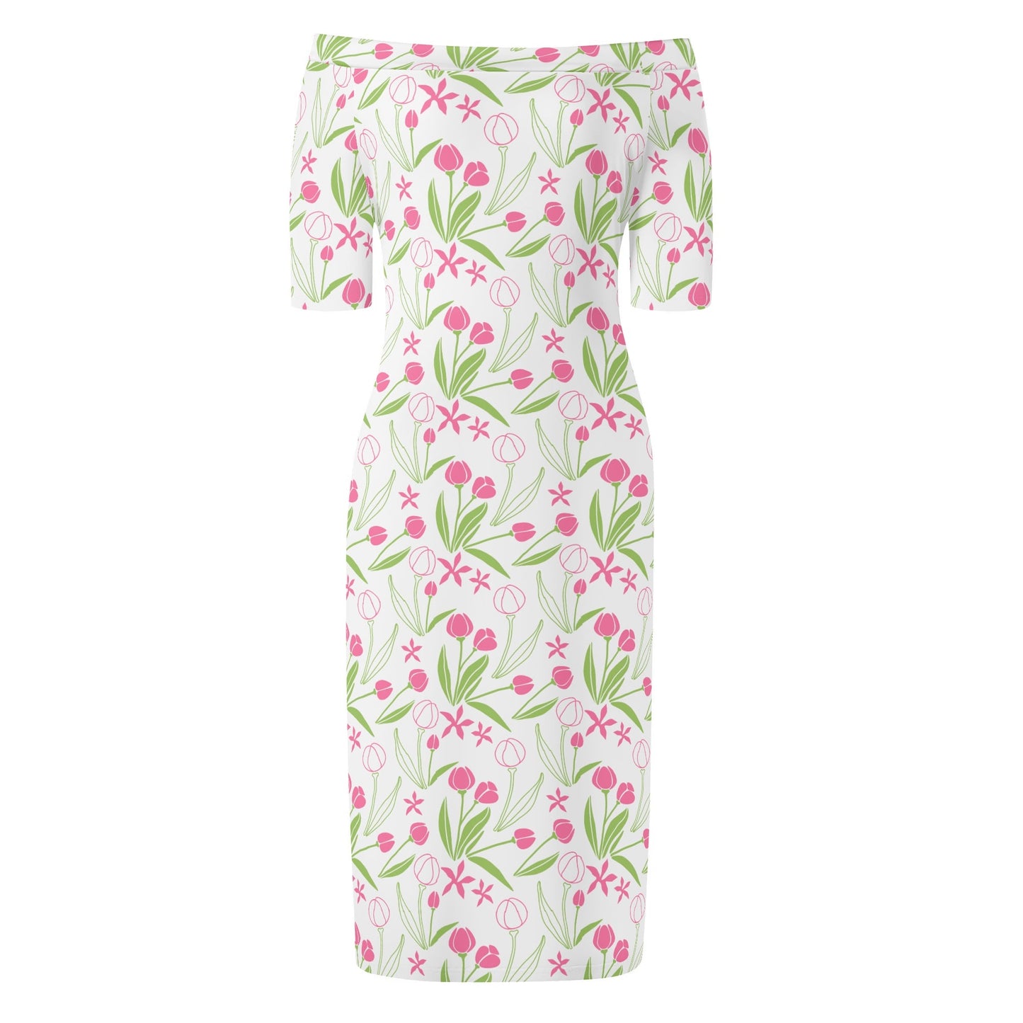 Vestido cruzado elegante DAZ Luxury de manga corta con hombros descubiertos para mujer