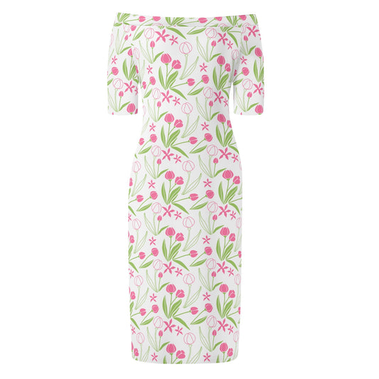 Vestido cruzado elegante DAZ Luxury de manga corta con hombros descubiertos para mujer