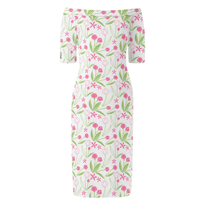 Vestido cruzado elegante DAZ Luxury de manga corta con hombros descubiertos para mujer