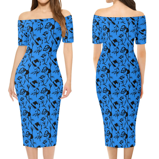 Vestido cruzado elegante DAZ Luxury de manga corta con hombros descubiertos para mujer