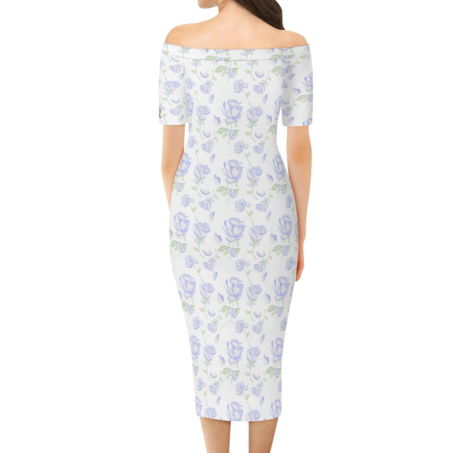 Vestido cruzado elegante DAZ Luxury de manga corta con hombros descubiertos para mujer
