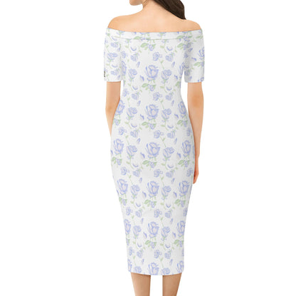 Vestido cruzado elegante DAZ Luxury de manga corta con hombros descubiertos para mujer