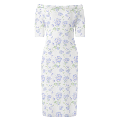 Vestido cruzado elegante DAZ Luxury de manga corta con hombros descubiertos para mujer