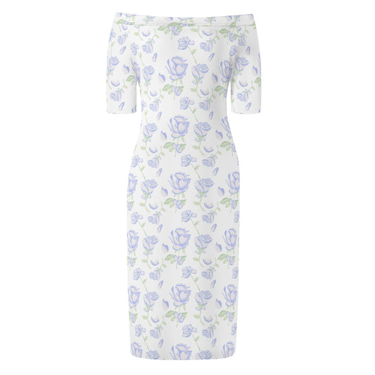 Vestido cruzado elegante DAZ Luxury de manga corta con hombros descubiertos para mujer