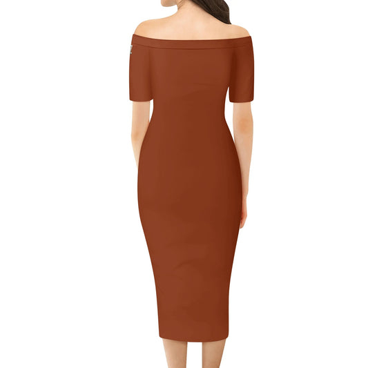 Vestido cruzado elegante DAZ Luxury de manga corta con hombros descubiertos para mujer
