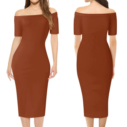 Vestido cruzado elegante DAZ Luxury de manga corta con hombros descubiertos para mujer