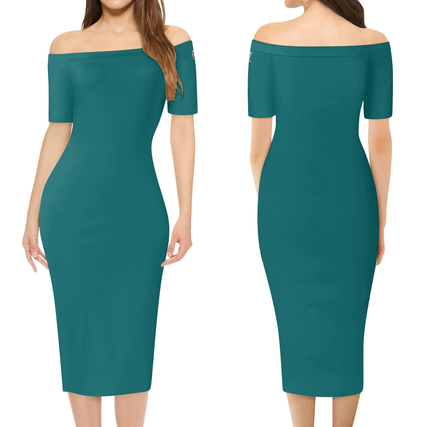 Vestido cruzado elegante DAZ Luxury de manga corta con hombros descubiertos para mujer