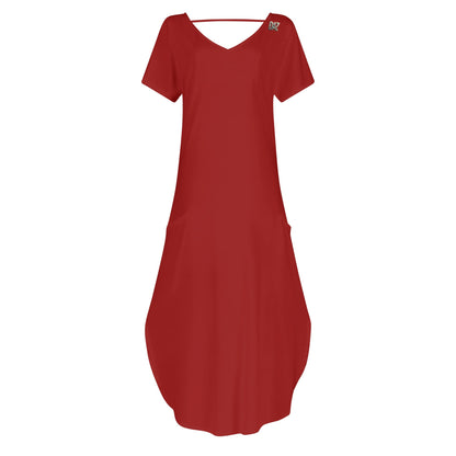 Vestido DAZ de lujo largo drapeado de manga corta para mujer