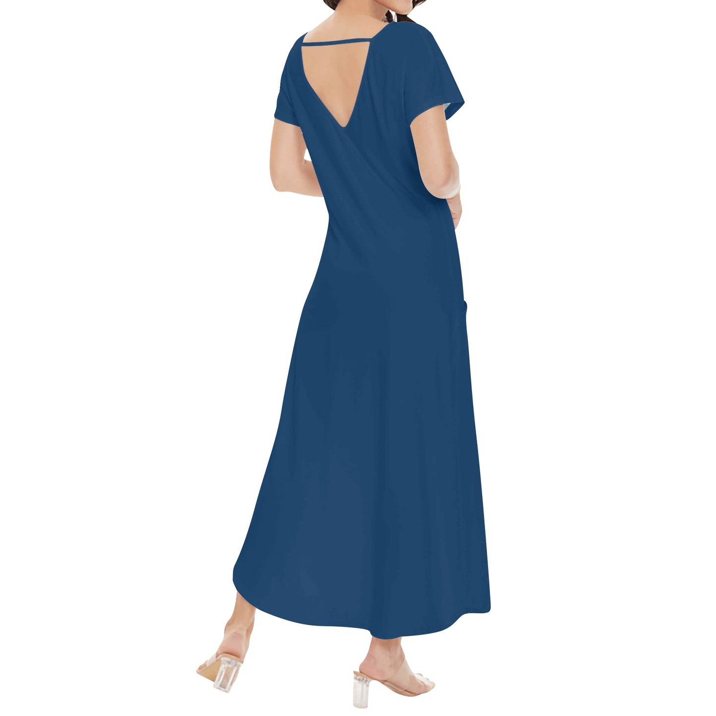 DAZ Women's Luxury Long Draped Short Sleeve Dress