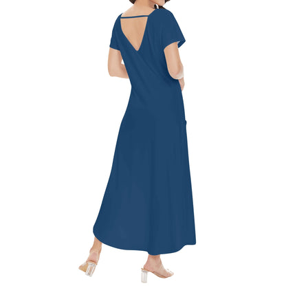 DAZ Women's Luxury Long Draped Short Sleeve Dress