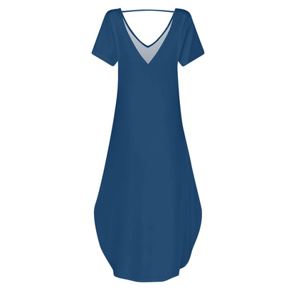 DAZ Women's Luxury Long Draped Short Sleeve Dress