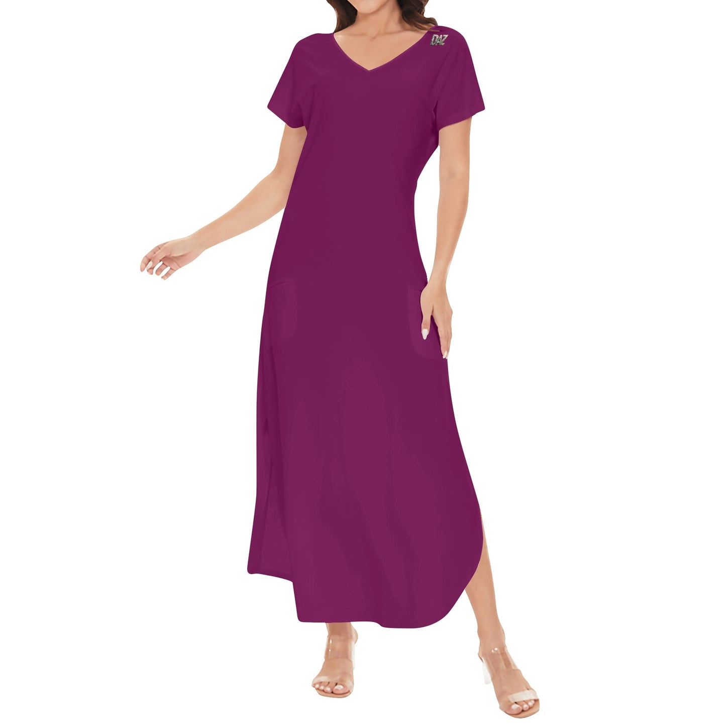 DAZ Women's Luxury Long Draped Short Sleeve Dress