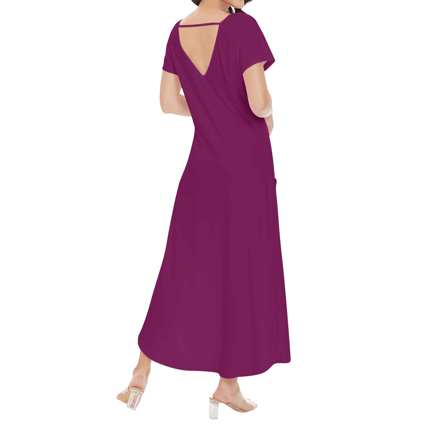 DAZ Women's Luxury Long Draped Short Sleeve Dress