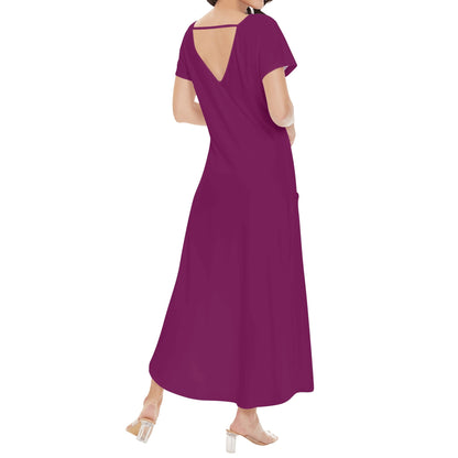 DAZ Women's Luxury Long Draped Short Sleeve Dress