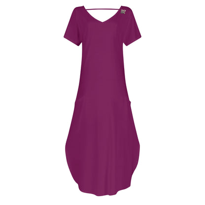 DAZ Women's Luxury Long Draped Short Sleeve Dress