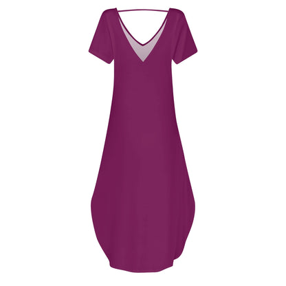 DAZ Women's Luxury Long Draped Short Sleeve Dress