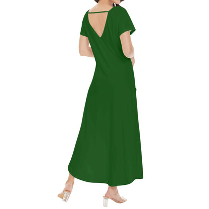 DAZ Women's Luxury Long Draped Short Sleeve Dress
