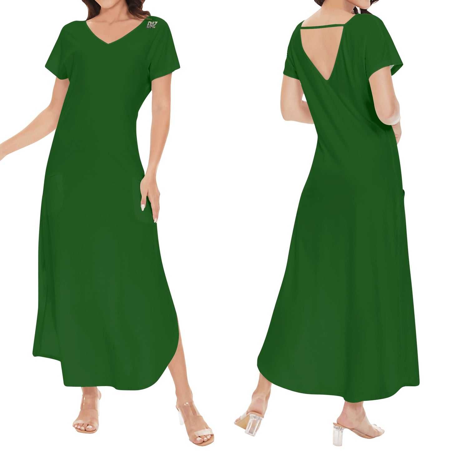 DAZ Women's Luxury Long Draped Short Sleeve Dress
