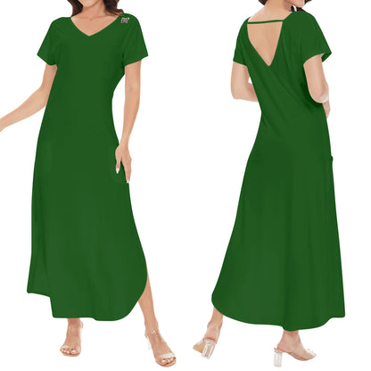 DAZ Women's Luxury Long Draped Short Sleeve Dress