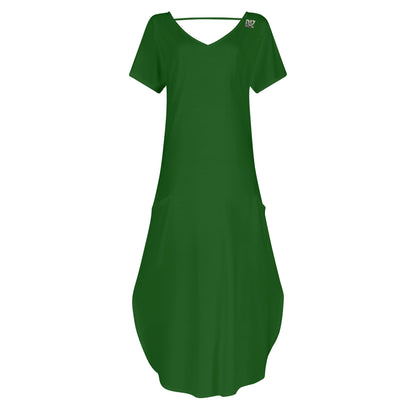 DAZ Women's Luxury Long Draped Short Sleeve Dress