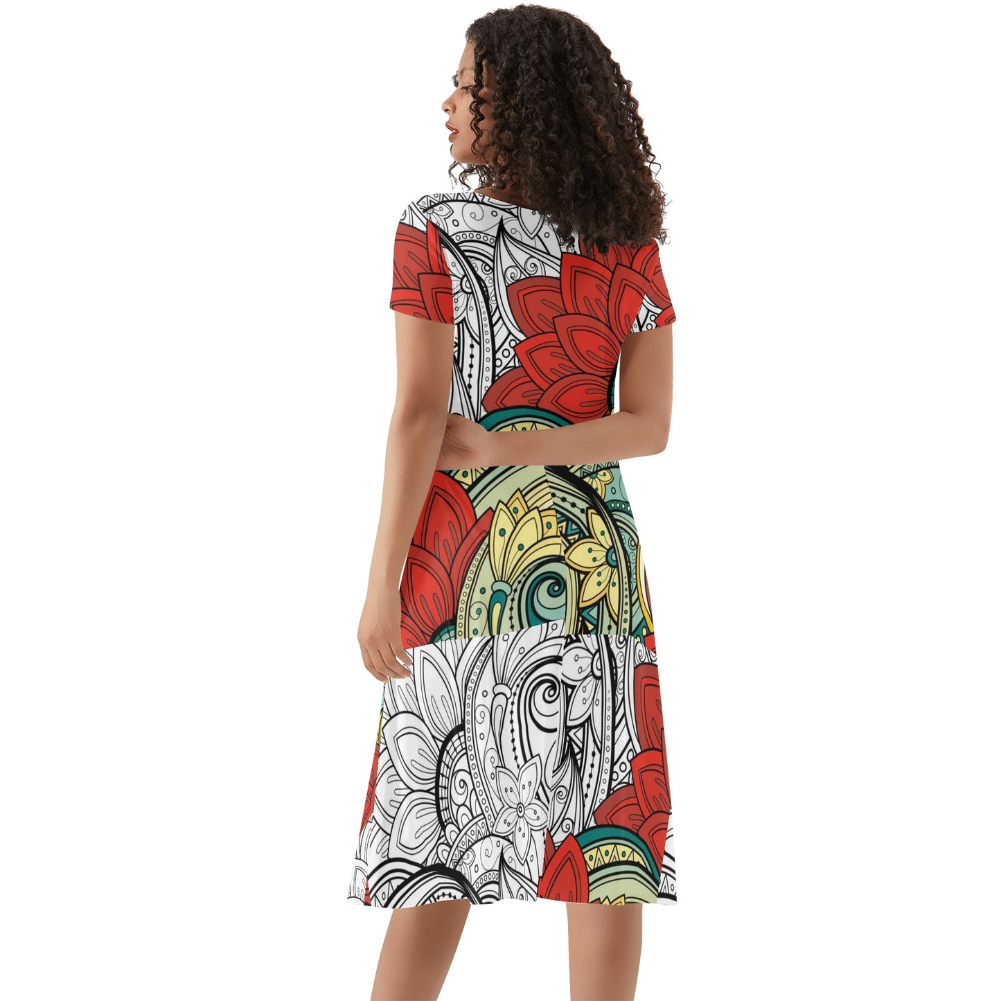 DAZ Women's Luxury Long Draped Short Sleeve Dress