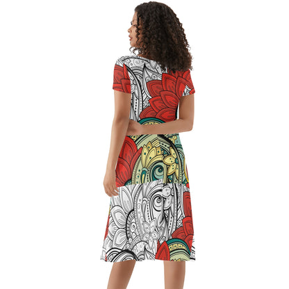 DAZ Women's Luxury Long Draped Short Sleeve Dress