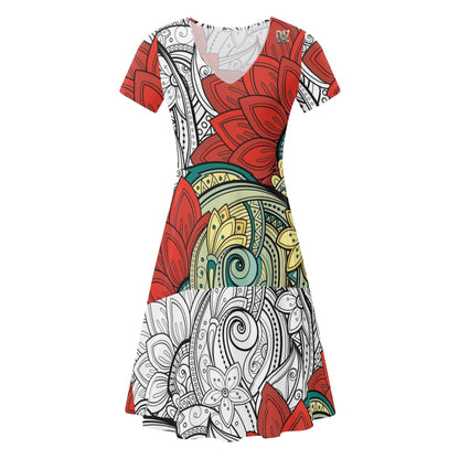DAZ Women's Luxury Long Draped Short Sleeve Dress