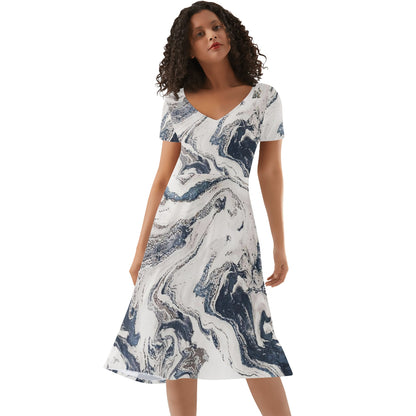 DAZ Women's Luxury Long Draped Short Sleeve Dress