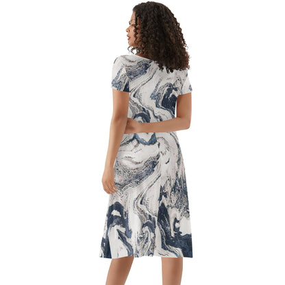 DAZ Women's Luxury Long Draped Short Sleeve Dress