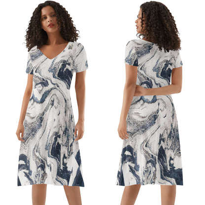 DAZ Women's Luxury Long Draped Short Sleeve Dress