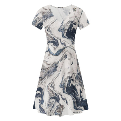 DAZ Women's Luxury Long Draped Short Sleeve Dress