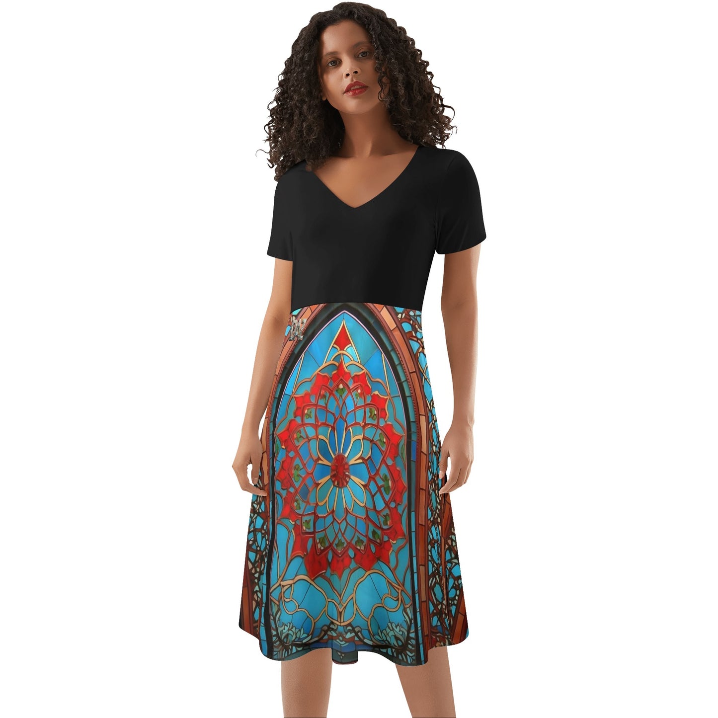 Vestido DAZ Premium de verano con volantes en la parte superior de color negro para mujer