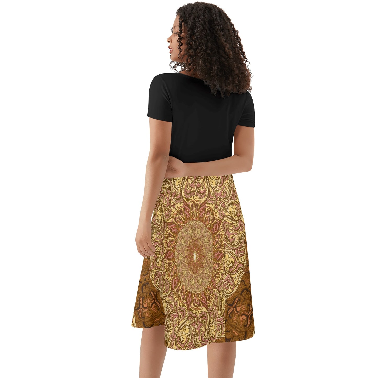 Vestido DAZ Premium de verano con volantes en la parte superior de color negro para mujer