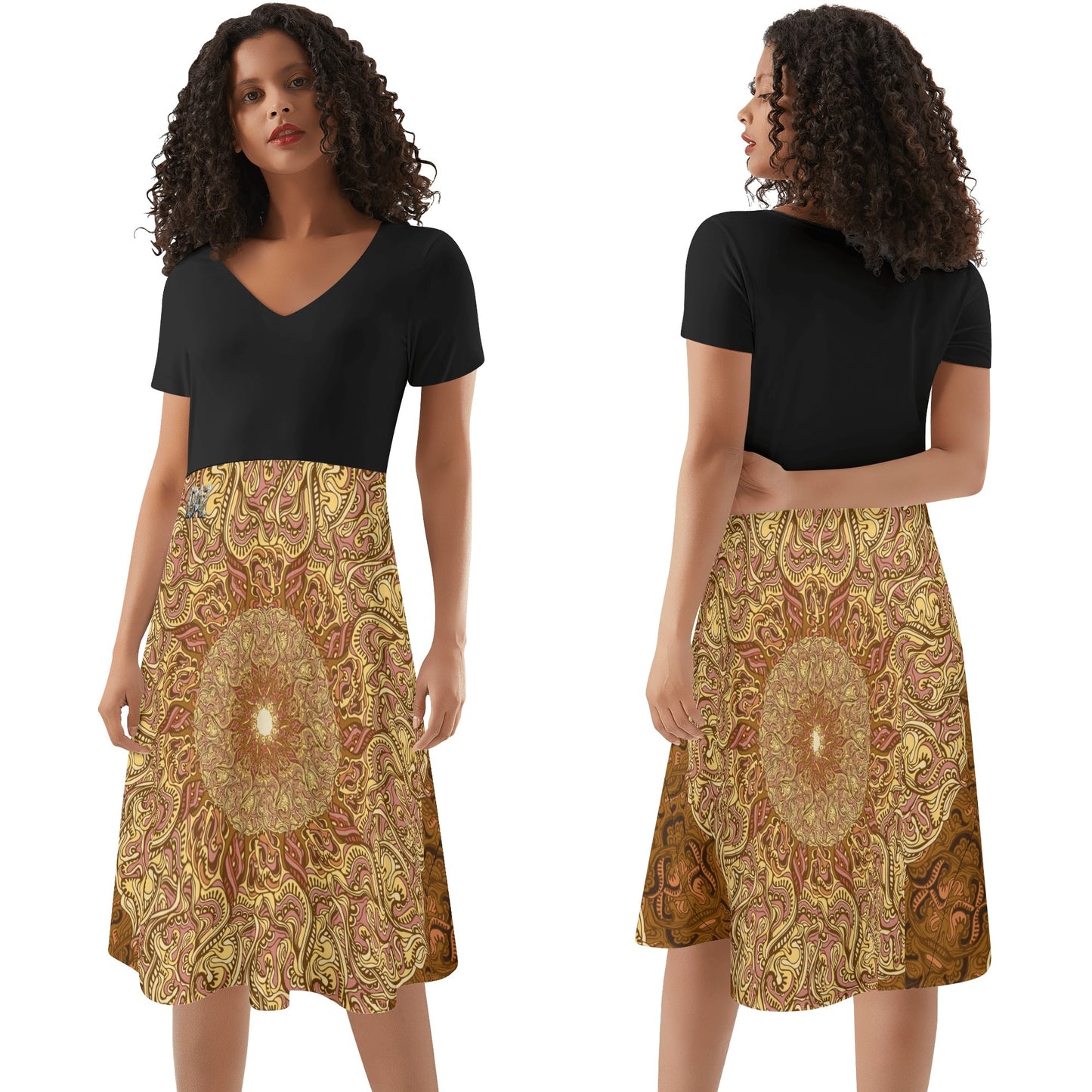 Vestido DAZ Premium de verano con volantes en la parte superior de color negro para mujer