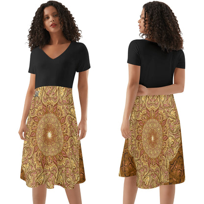 Vestido DAZ Premium de verano con volantes en la parte superior de color negro para mujer