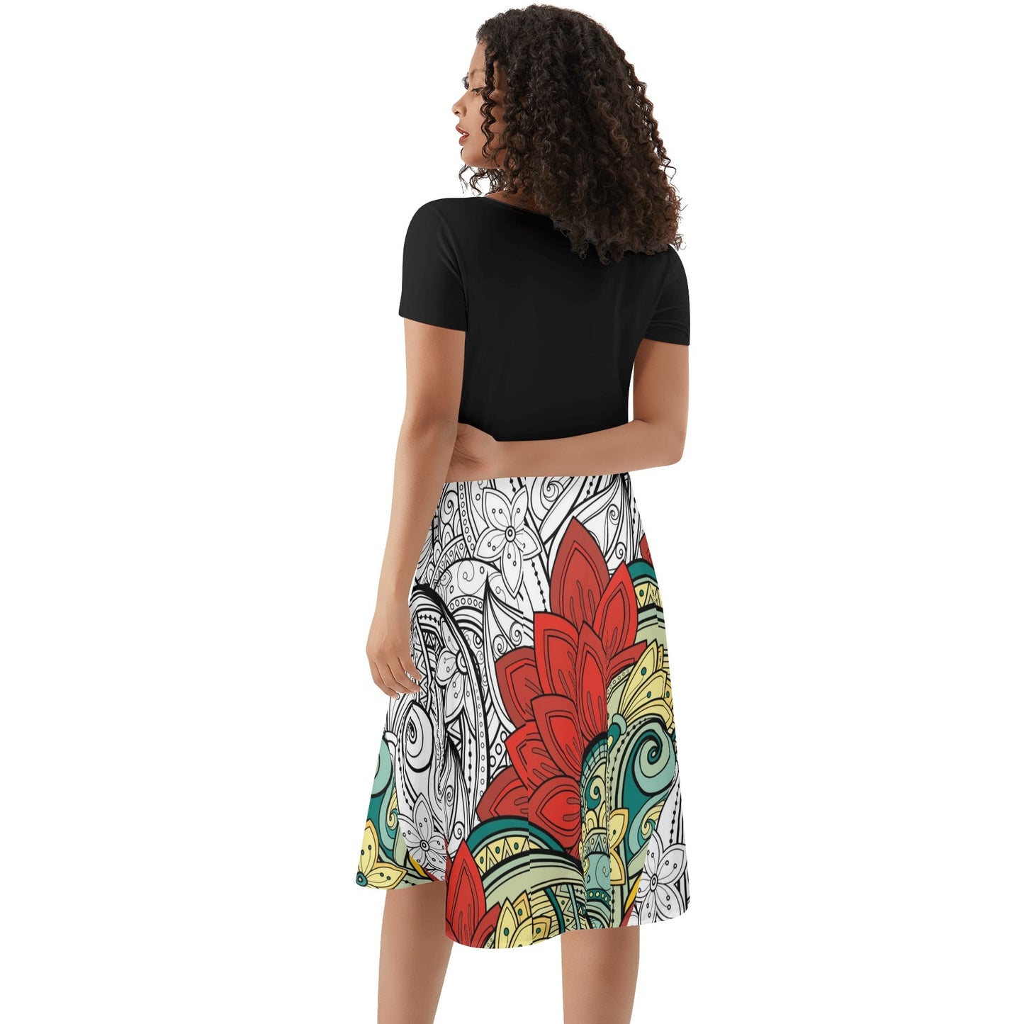 Vestido DAZ Premium de verano con volantes en la parte superior de color negro para mujer