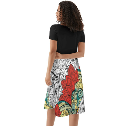 Vestido DAZ Premium de verano con volantes en la parte superior de color negro para mujer