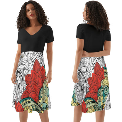 Vestido DAZ Premium de verano con volantes en la parte superior de color negro para mujer