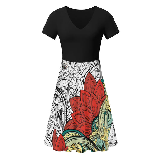 Vestido DAZ Premium de verano con volantes en la parte superior de color negro para mujer