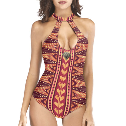 Traje de baño DAZ Luxury de una pieza con escote halter, lazo y espalda descubierta
