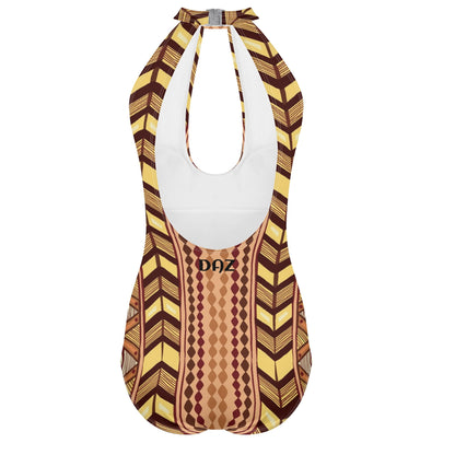 Traje de baño DAZ Luxury de una pieza con escote halter, lazo y espalda descubierta