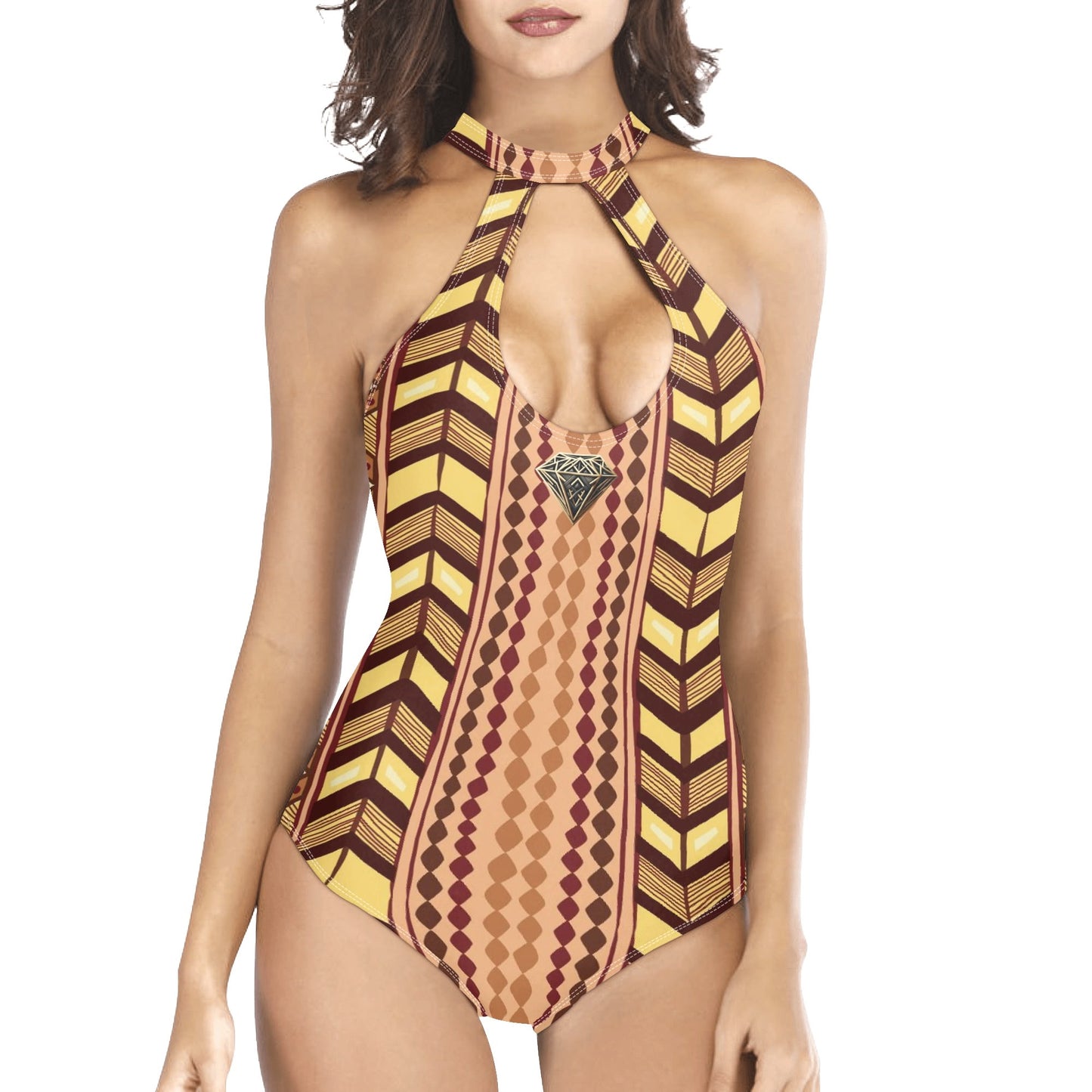 Traje de baño DAZ Luxury de una pieza con escote halter, lazo y espalda descubierta