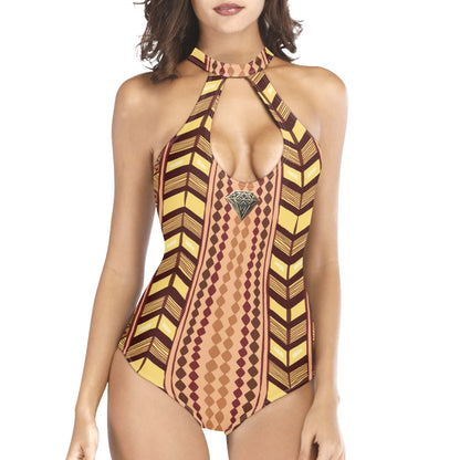 Traje de baño DAZ Luxury de una pieza con escote halter, lazo y espalda descubierta