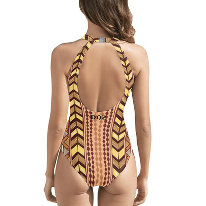 Traje de baño DAZ Luxury de una pieza con escote halter, lazo y espalda descubierta