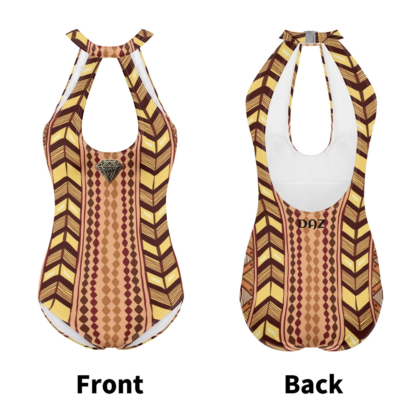 Traje de baño DAZ Luxury de una pieza con escote halter, lazo y espalda descubierta