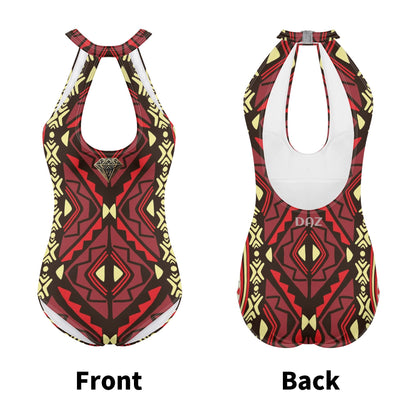 Traje de baño DAZ Luxury de una pieza con escote halter, lazo y espalda descubierta