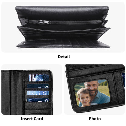 Cartera de mano larga de cuero triple DAZ Luxury